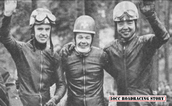 1962 Honda riders Tommy Robb, Luigi Taveri and Teisuke Tanaka.