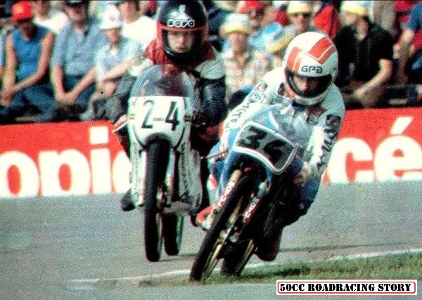 Jorge Martinez cutting corners in Assen 1982